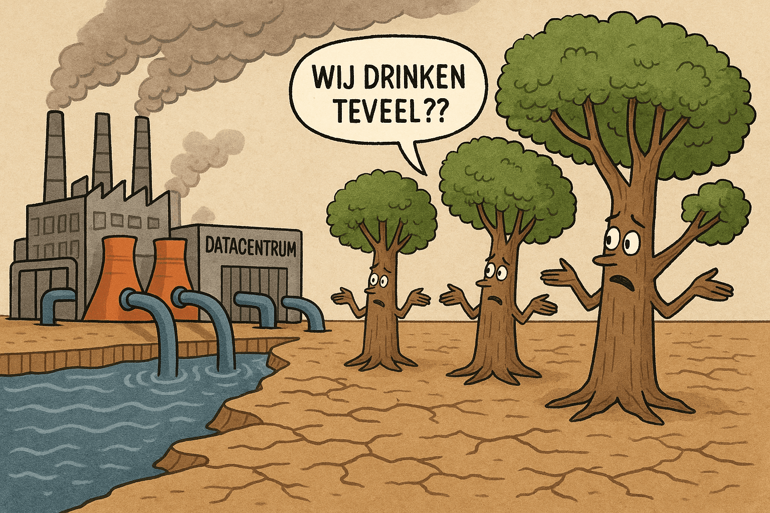 bomen zorgen voor droogte-digitale druktemaker
