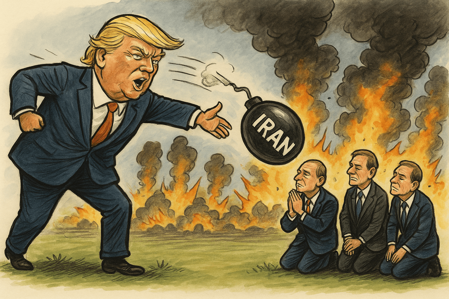Trump bombardeert Iran en zit straks bij de NAVO -NAVO top- Trum Iran