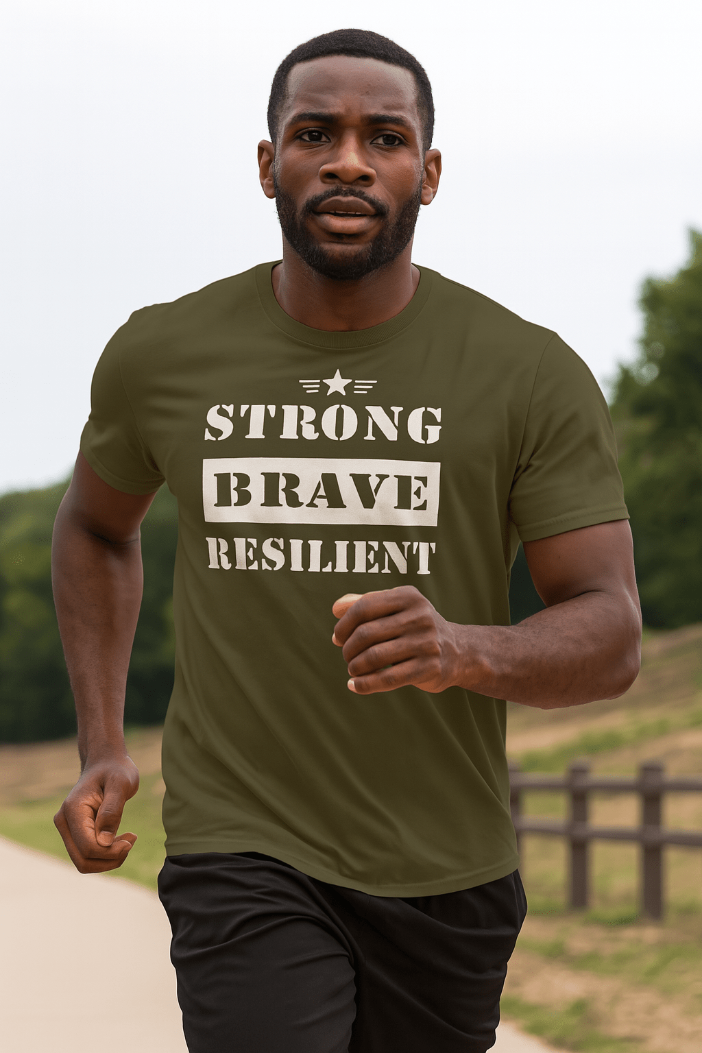 groene heren tshirt met quote over kracht